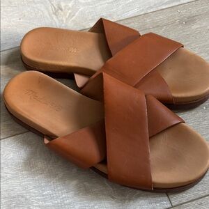 Madewell Brown Leather Sandals with Criss-Cross Straps